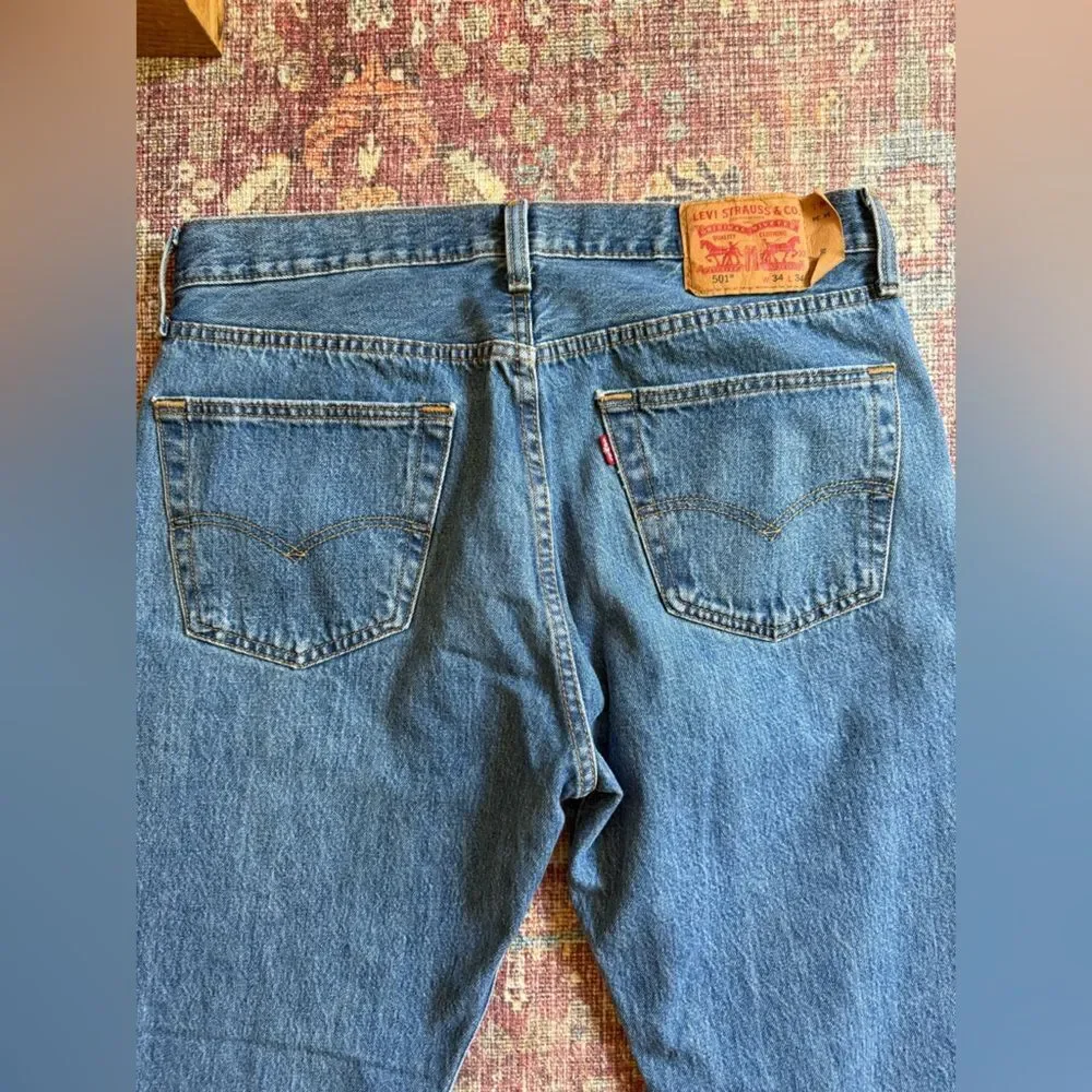 Levi’s 501 34x34 Classic Straight Blue Men's Jeans 100% Cotton Button Fly